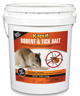 Kaput 4Lb bait blocks in packaging ready for rodent and tick control.
