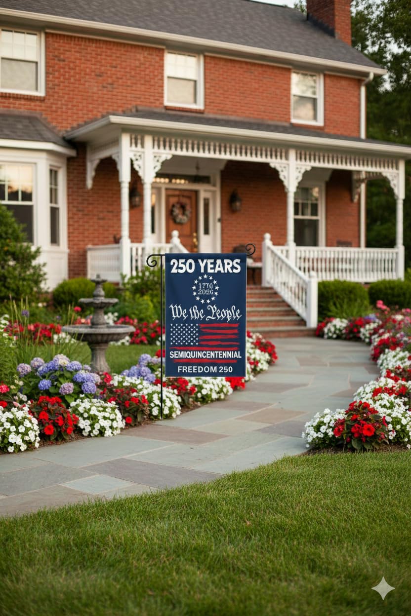 KARAVA durable linen outdoor flag in the yard