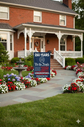 KARAVA durable linen outdoor flag in the yard