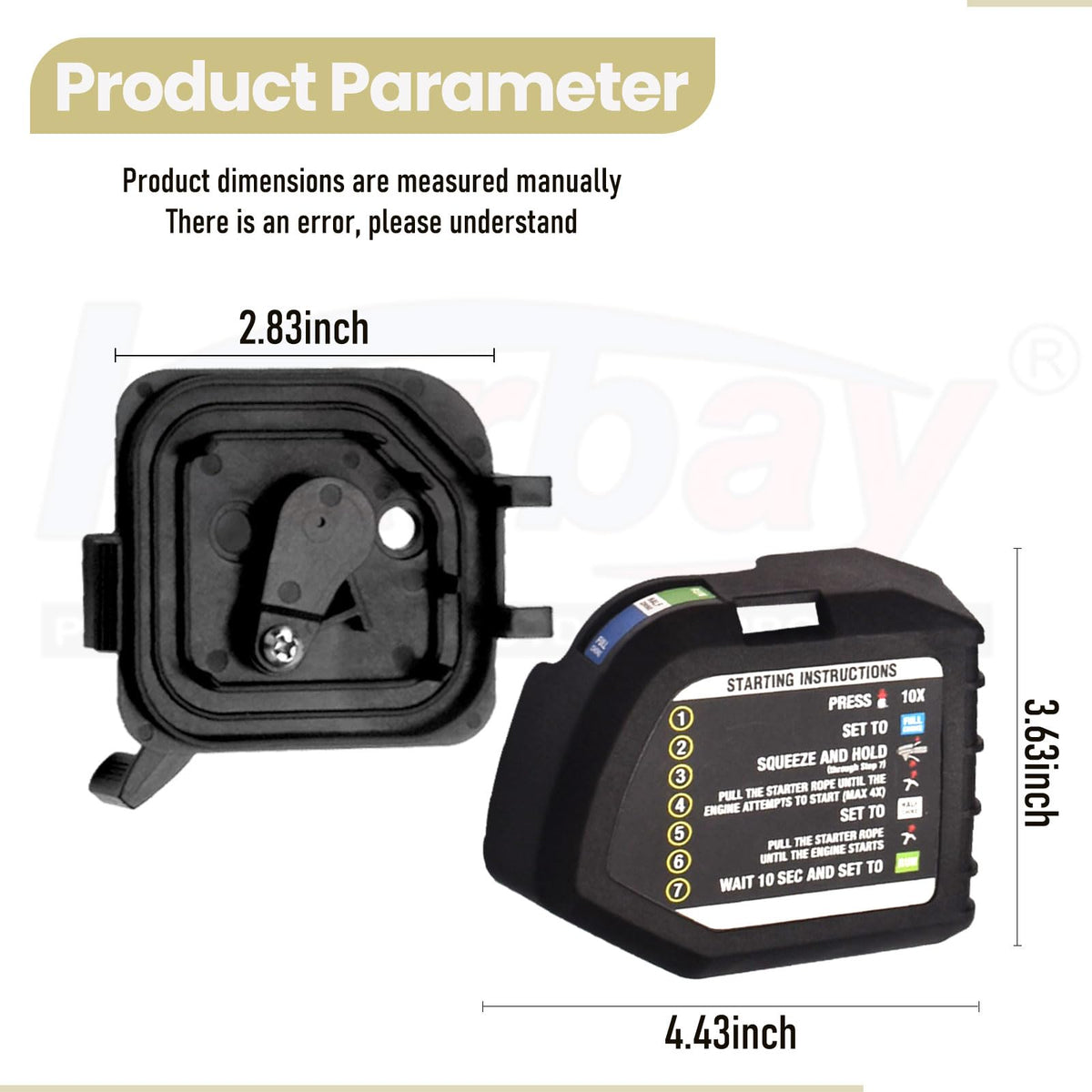Karbay air filter box base with choke lever for Ryobi 251PH and compatible models.