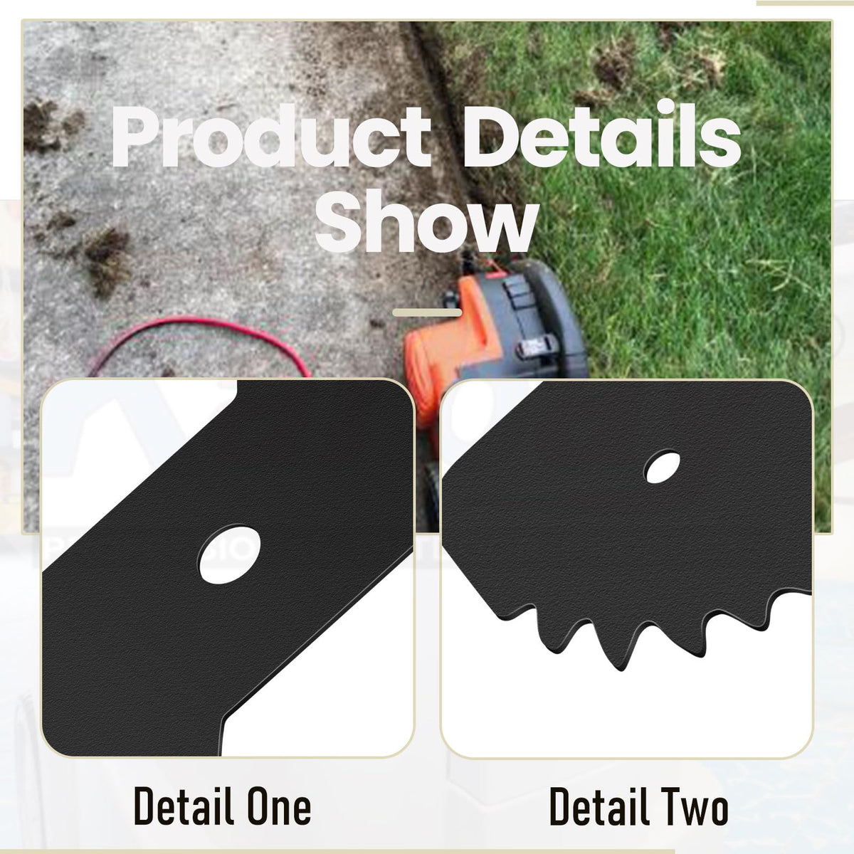 Karbay heavy-duty edger blade detail shows robust construction.