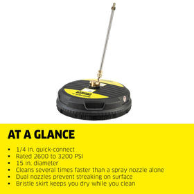 KÄRCHER 15-inch surface cleaner with two nozzles covers more area and saves time.