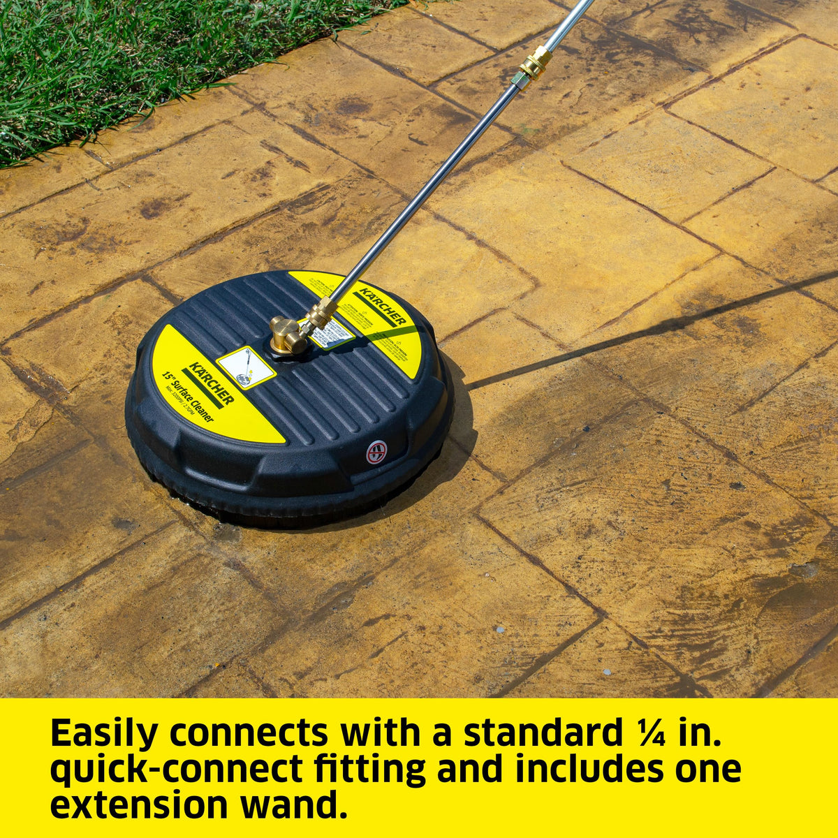 KÄRCHER surface cleaner cleaning a patio efficiently for faster results.