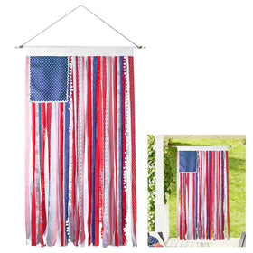 Karjiaja indoor-outdoor flag banner creates focal patriotic decor quickly.
