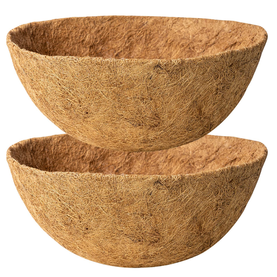 Karlliu 24-inch round coconut fiber liner in a planter boosts airflow for healthier roots.
