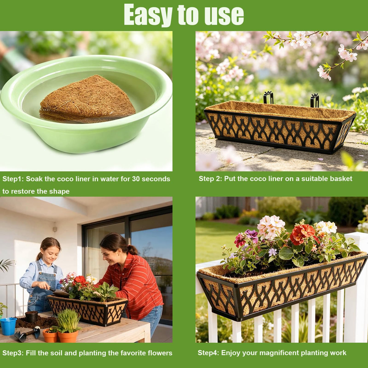 Karlliu biodegradable coir liner suits hanging baskets with rustic charm.