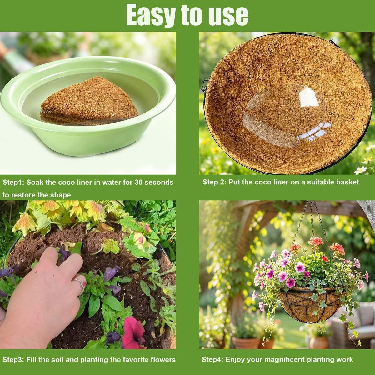 Karlliu coconut fiber liner highlights breathable material ideal for roots.