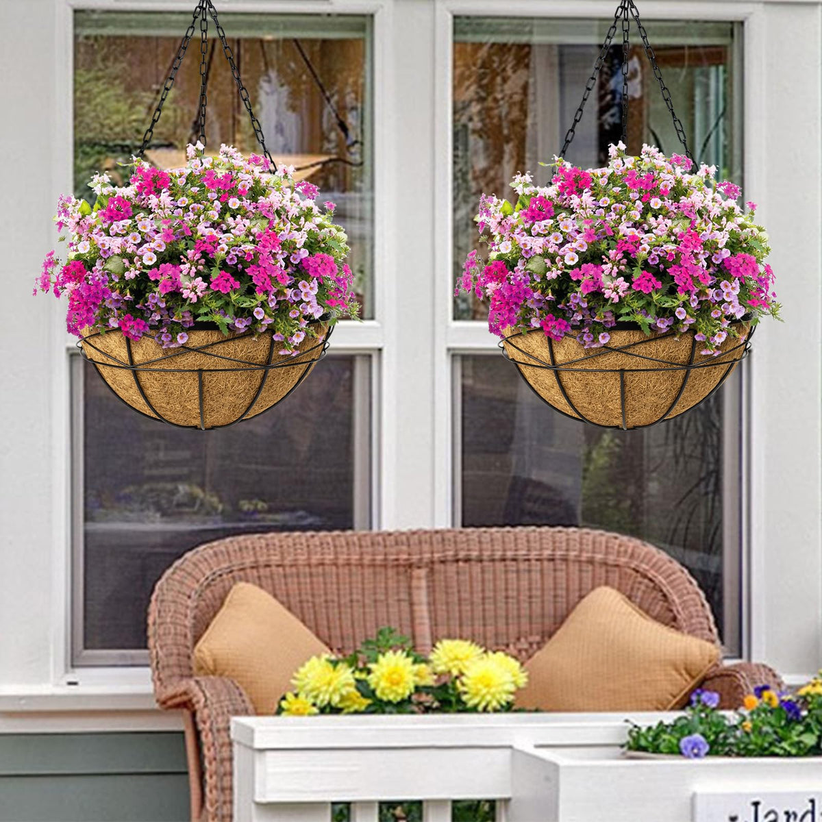 Karlliu planter with coconut fiber liner highlights moisture retention and drainage.