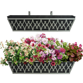 Karlliu railing planter box along a railing with blooms