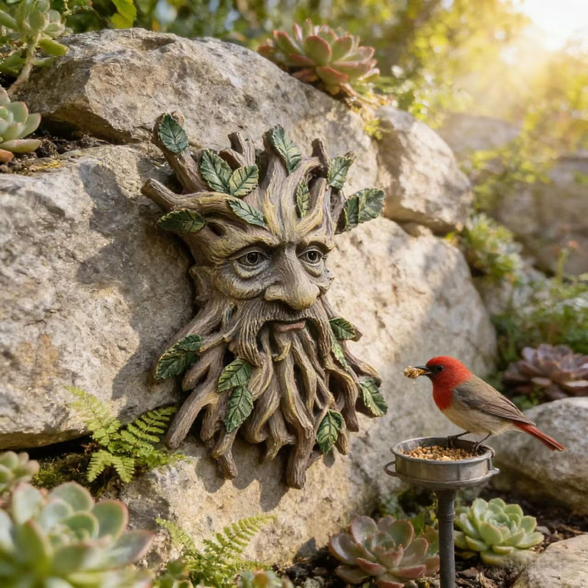 KARSTSYLVA garden decor mounted on a tree trunk for charm