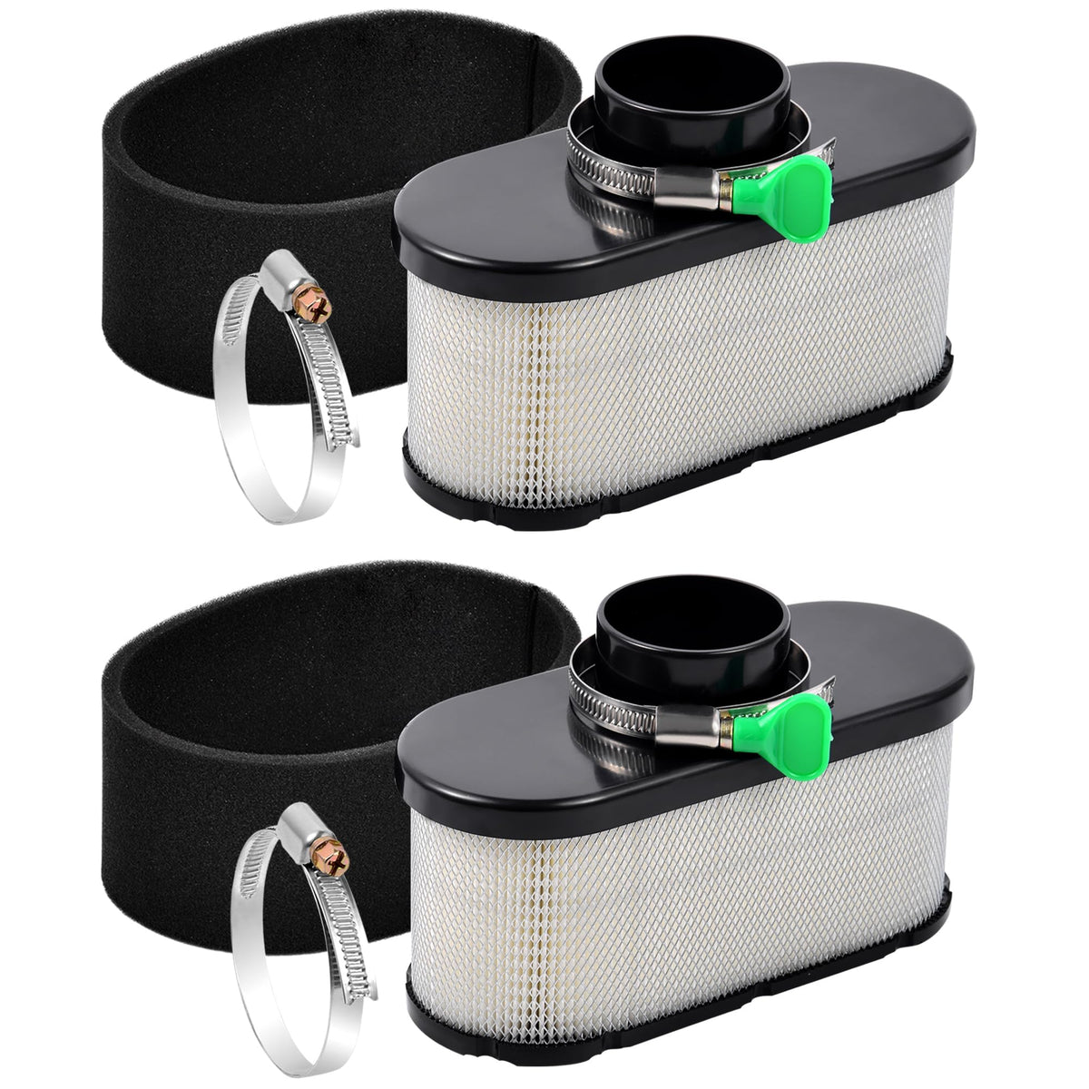 Karvayna 2-pack air filter front view for Kawasaki and Deere mowers