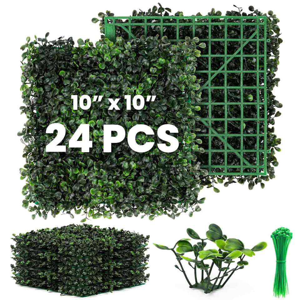 KASZOO artificial grass wall panel 10x10 close-up showing interlocking connectors for easy DIY decor
