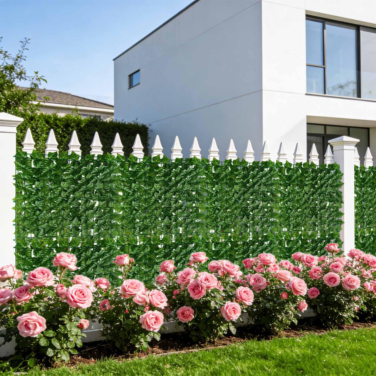 KASZOO artificial ivy privacy fence panel 02 demonstrates breathable design for cooler patio areas