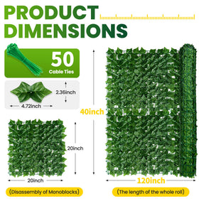 KASZOO artificial ivy privacy fence panel 03 highlights silk-like leaves with natural texture