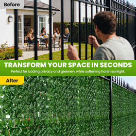 KASZOO artificial ivy privacy fence panel 05 emphasizes easy 12-panel setup with included zip ties