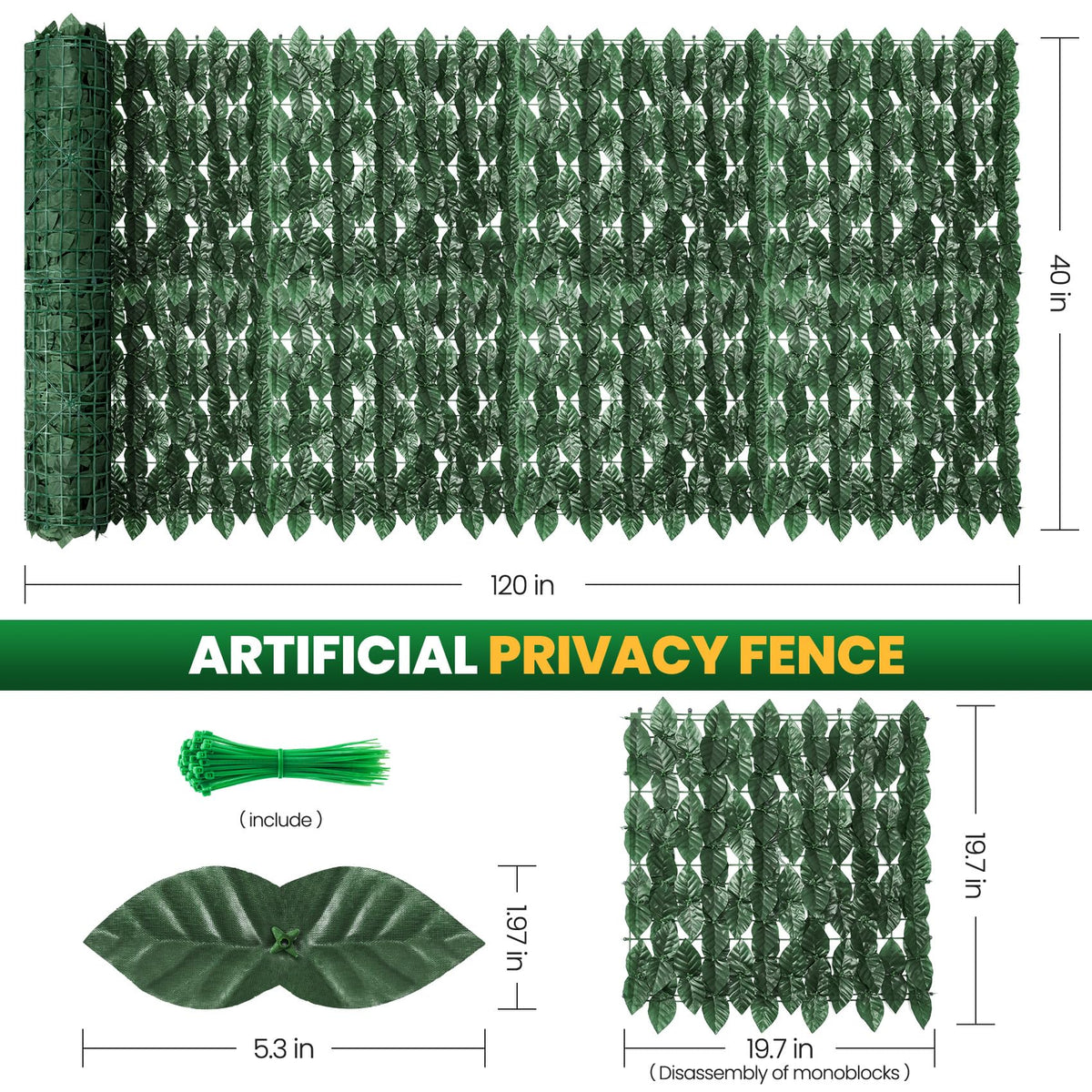 KASZOO ivy fence with perforated backing enables airflow and privacy.