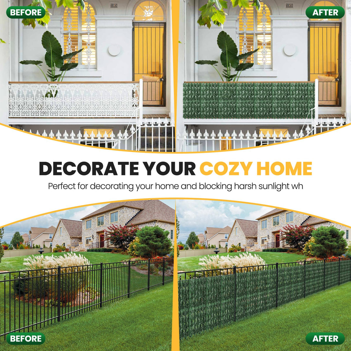 KASZOO rotatable ivy panels offer flexible coverage for uneven spaces.