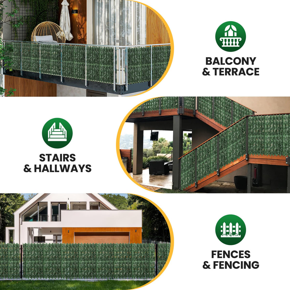 KASZOO trimmed-ready ivy panels fit any wood or wire fence.
