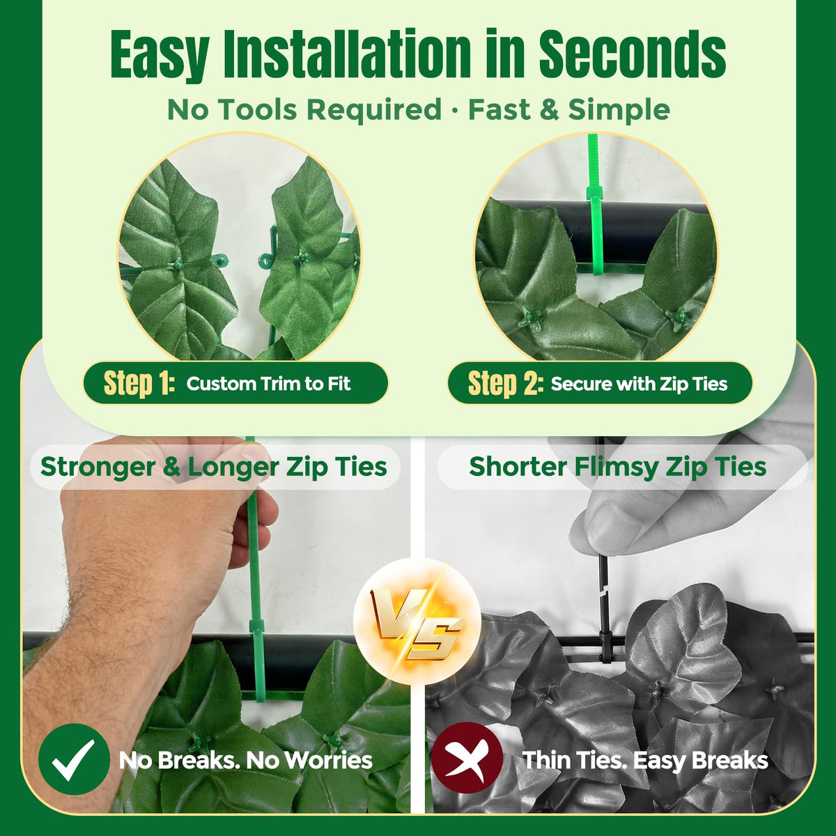 KASZOO thick zip ties enabling secure installation