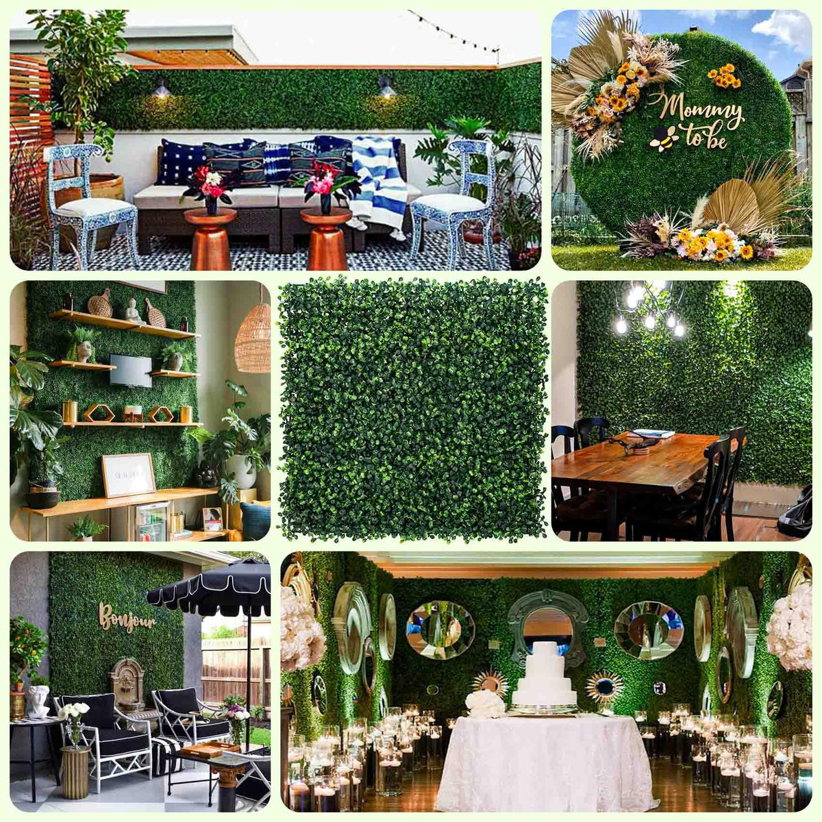KASZOO wedding backdrop adds vibrant evergreen atmosphere