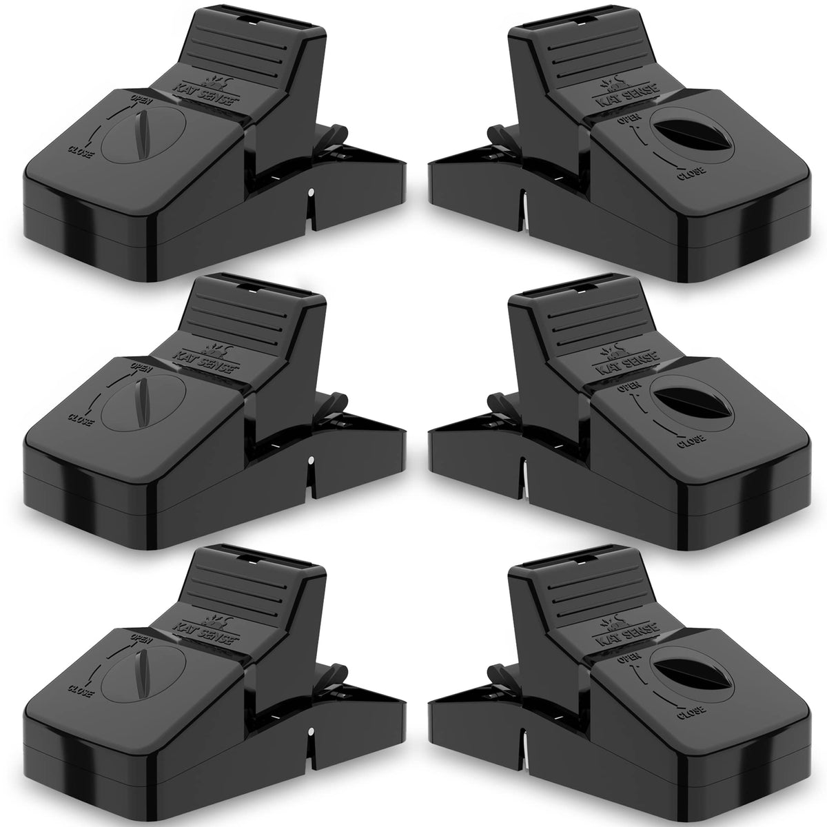 Kat Sense pest control set of six large snap traps ready for quick setup