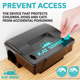 Kat Sense rat bait station side view highlights sturdy construction.