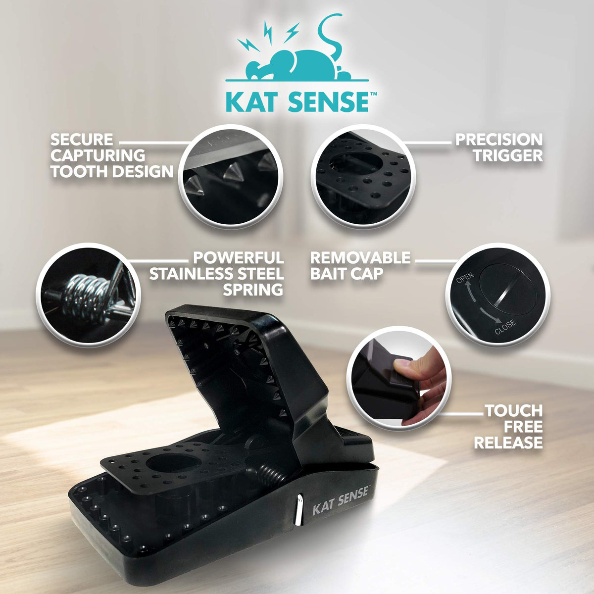 Kat Sense heavy-duty metal snap trap for reliable rodent control