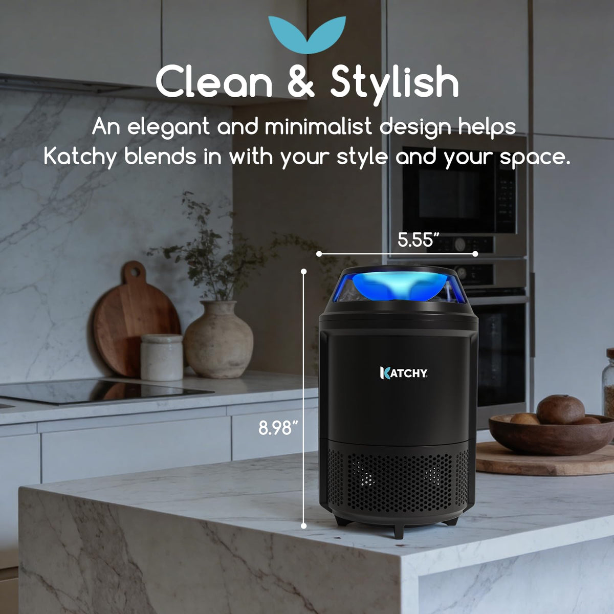 KATCHY blue and purple LED modes attract pests effectively.