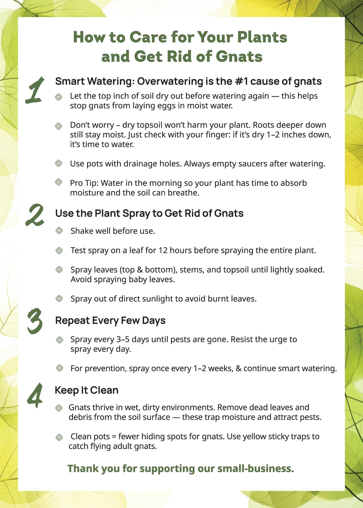 Pet-safe plant care moment using Kate's spray near foliage.