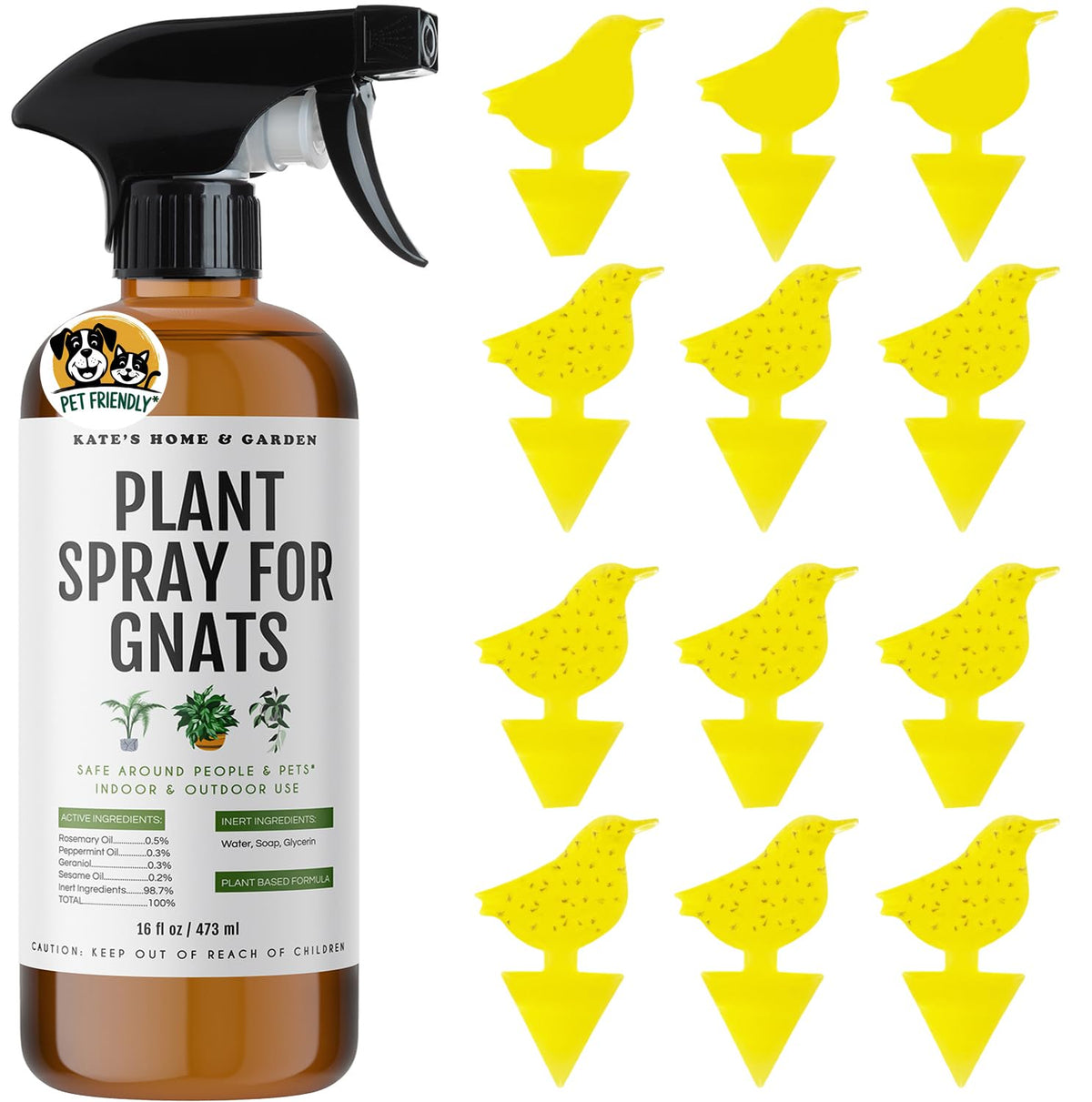 Kate's Home & Garden plant spray bottle 16oz for indoor pest control.