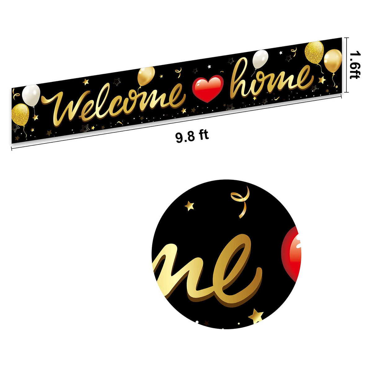 Kauayurk Welcome Home banner with black and gold design for elegant homecoming decor.