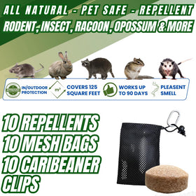 Close-up of Kav Creations repellent ball ingredients for plant-based pest deterrence.