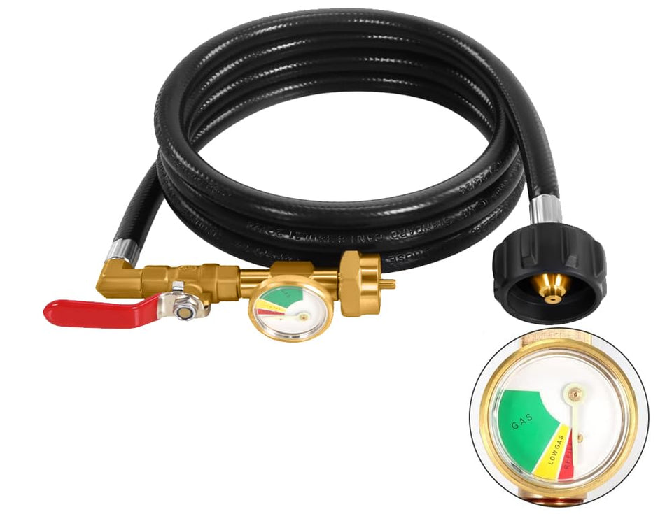 KAVAKARA propane refill adapter and 1lb tank hose for easy camping refills.