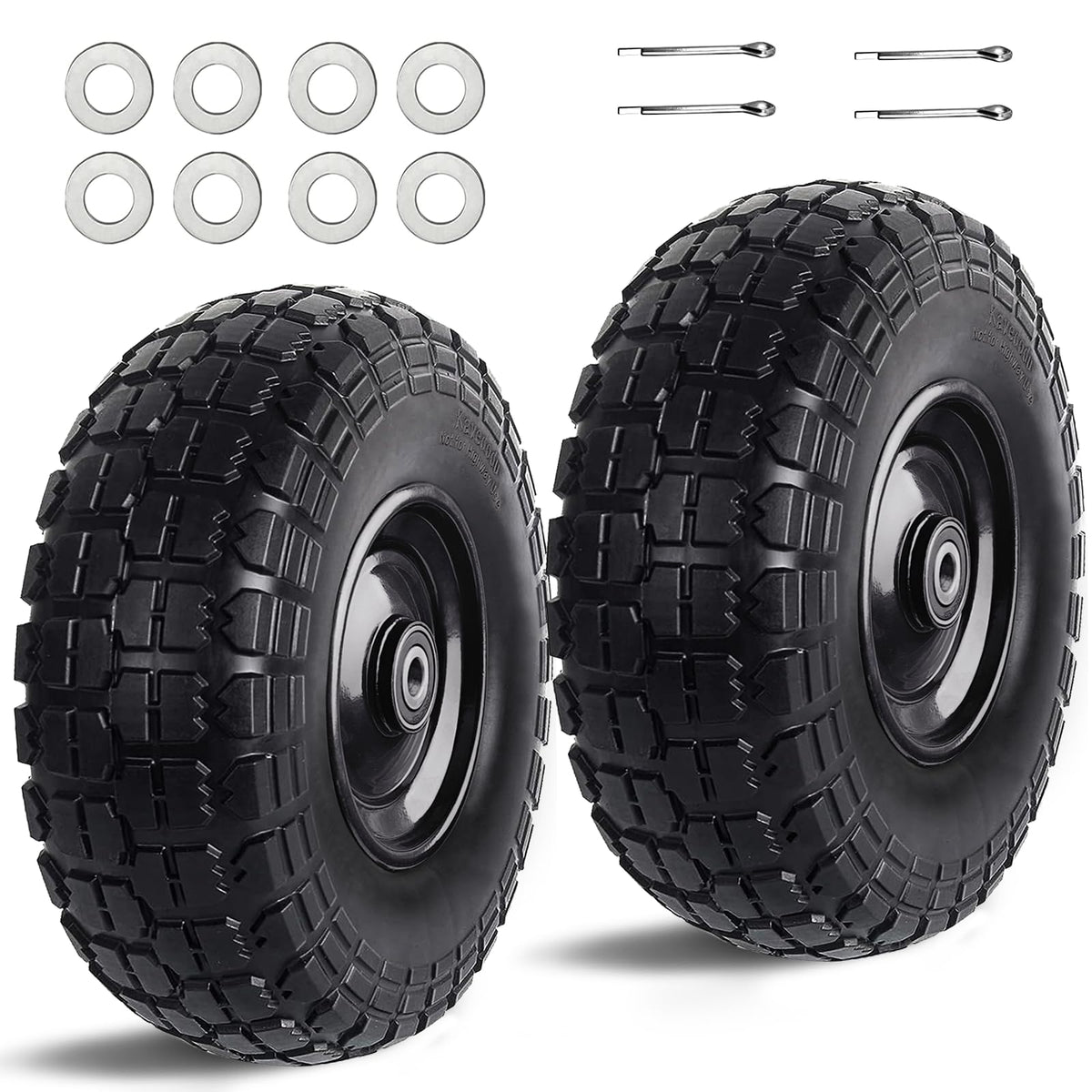Kavedodu 12-inch flat-free tire assembly for reliable hand trucks and carts.