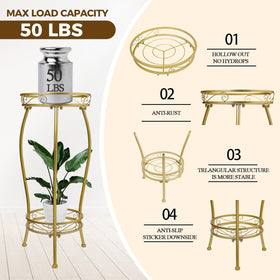 Kavlium indoor outdoor use setting with plants on stand.