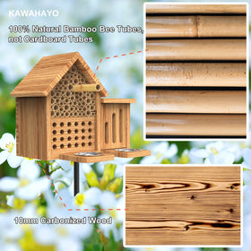 KAWAHAYO Mason Bee House bamboo tubes support healthy nesting for mason bees