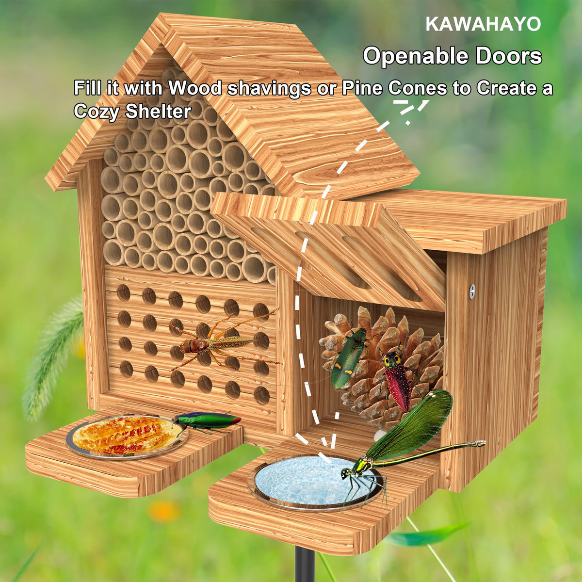 KAWAHAYO Mason Bee House biodiversity habitat attracts pollinators to your garden