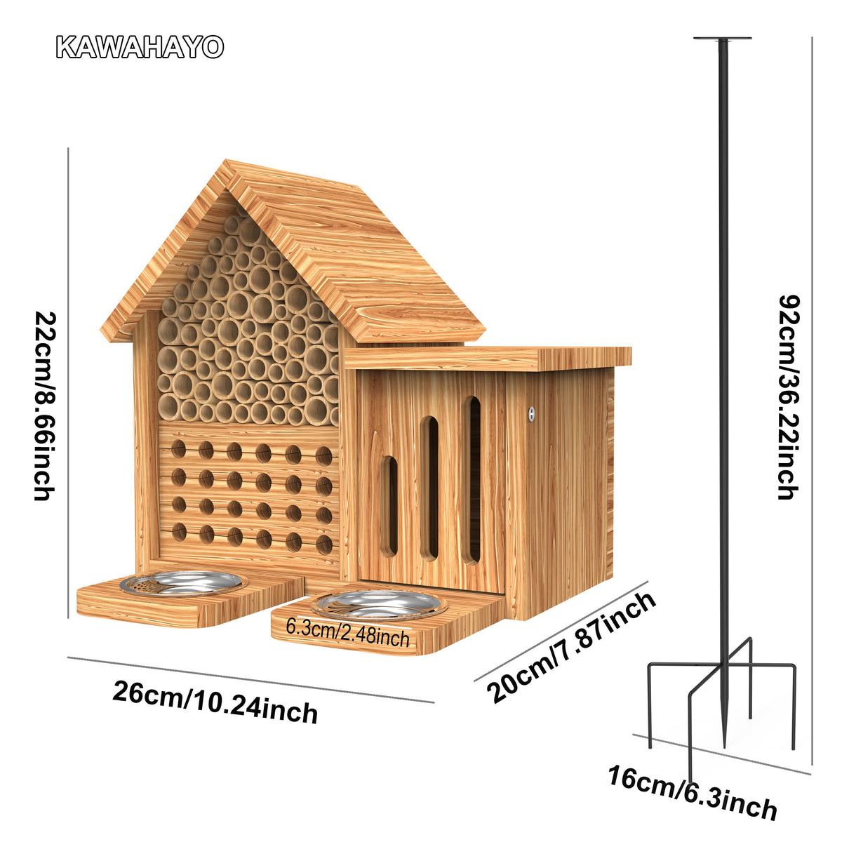 KAWAHAYO Mason Bee House butterfly hotel side with open doors for observation