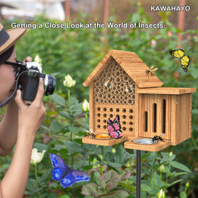 KAWAHAYO Mason Bee House carbonized pine wood offers durability