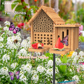 KAWAHAYO Mason Bee House ground stake enables flexible garden placement