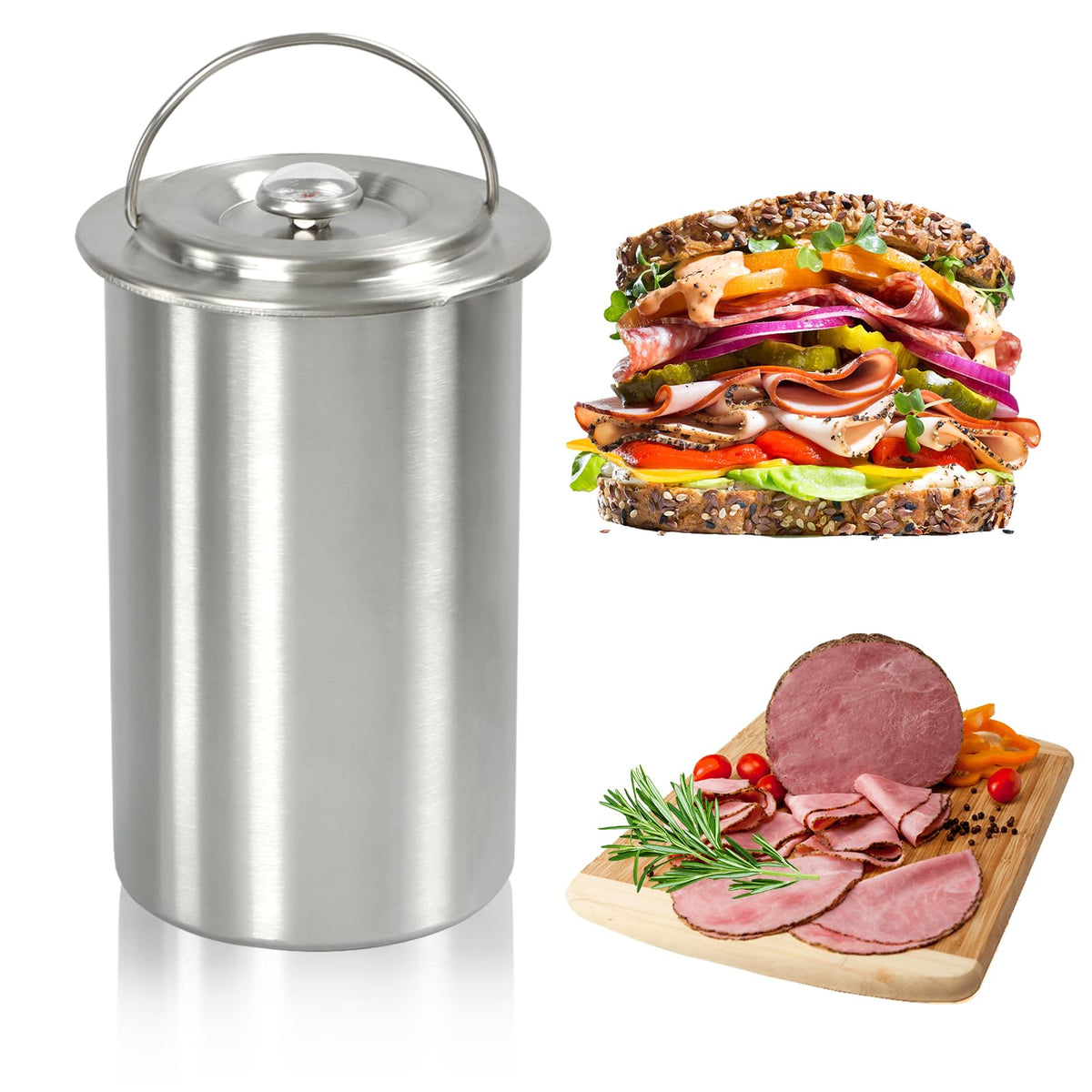 KayCrown Ham Maker press in stainless steel for durable home deli meat prep