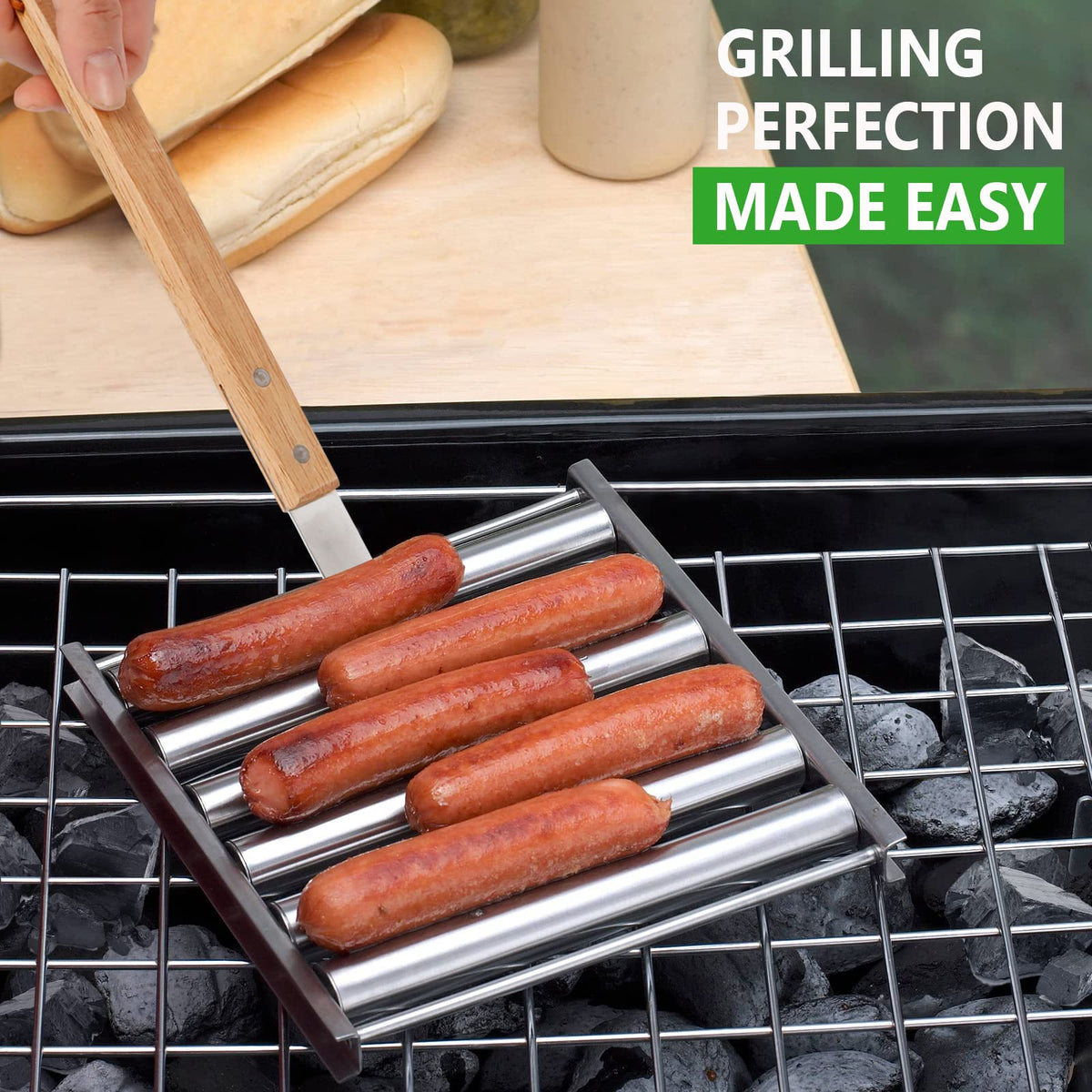 KAYCROWN sausage roller in stainless steel for durable grilling