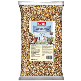 Kaytee Bird & Balcony No Mess Seed Blend on a balcony feeder attracts city finches