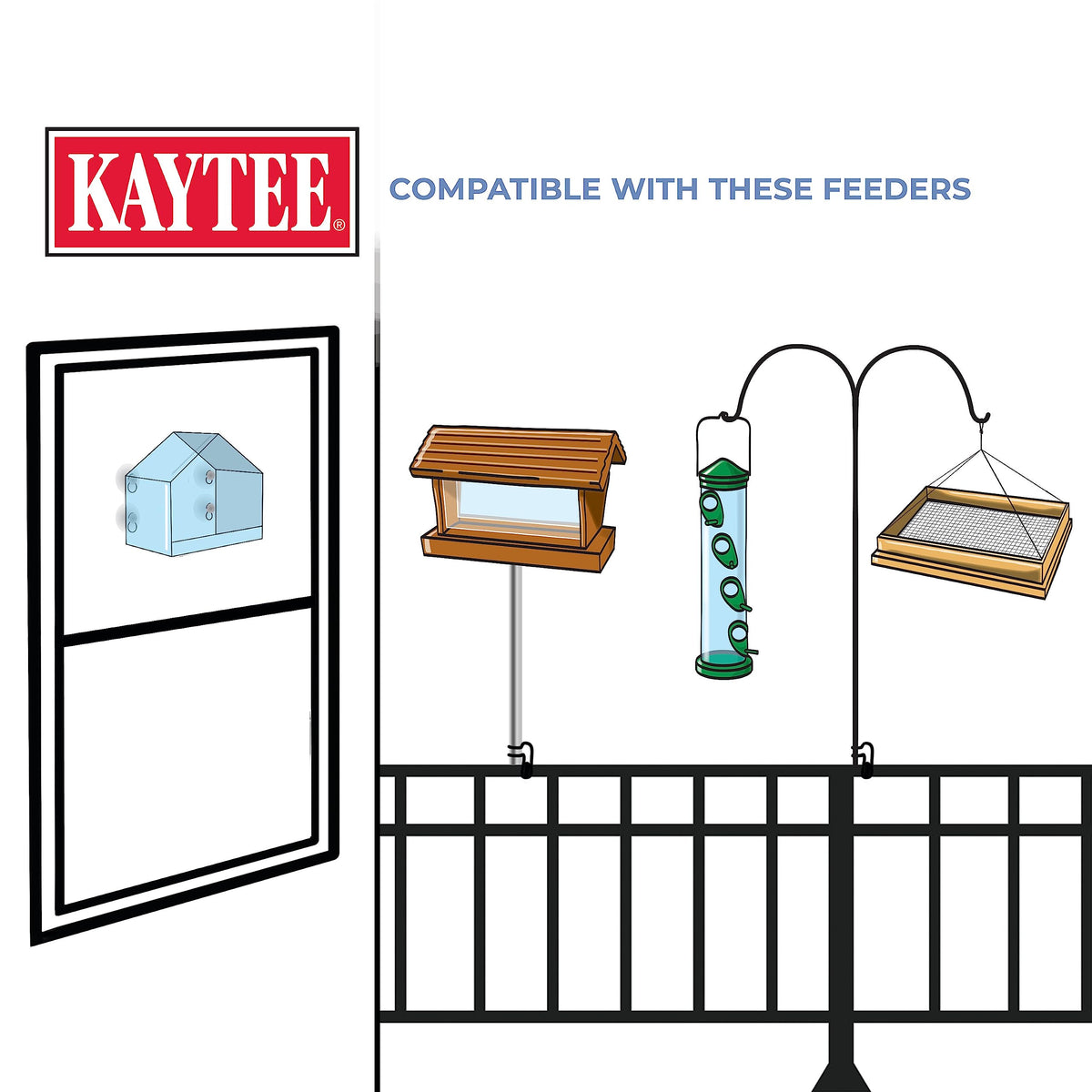 Kaytee Bird & Balcony No Mess Seed Blend on balcony feeder offering easy cleanup