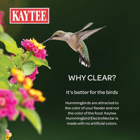 Kaytee ElectroNectar mixing guide image shows correct ratio for fresh nectar
