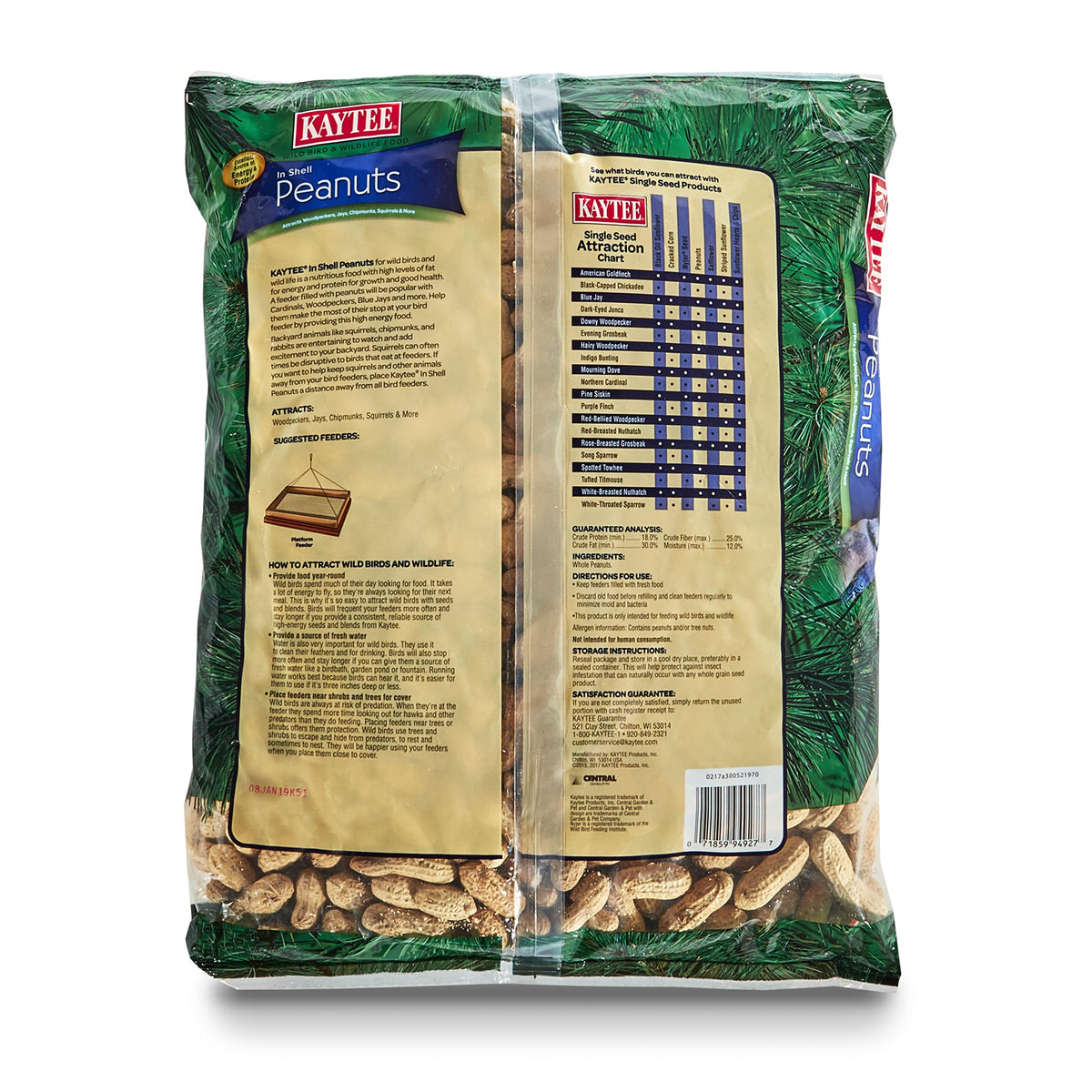 Kaytee in-shell peanuts invite woodpeckers to forage on shells