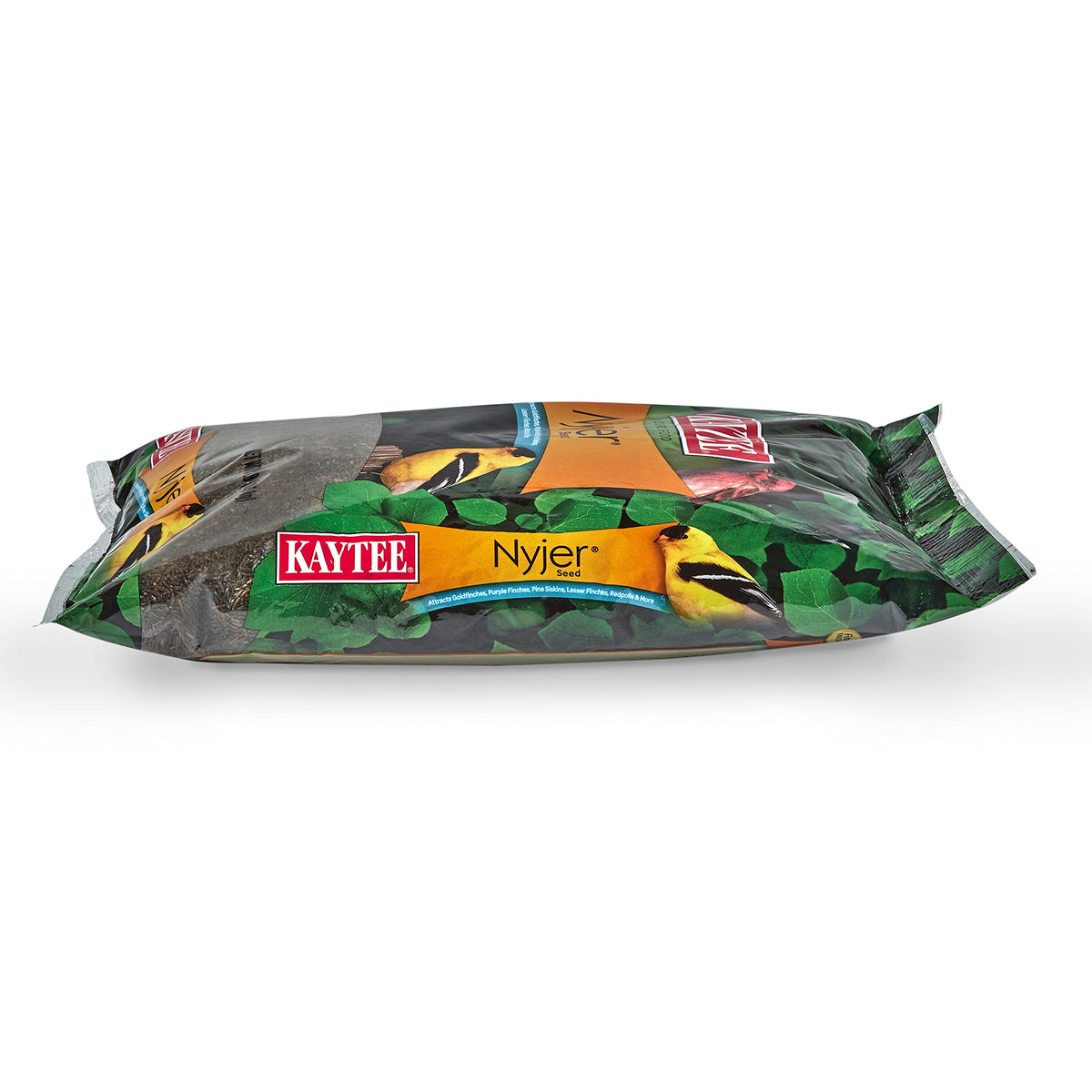 Kaytee Nyjer Seed 100 percent edible grains shown in bag.