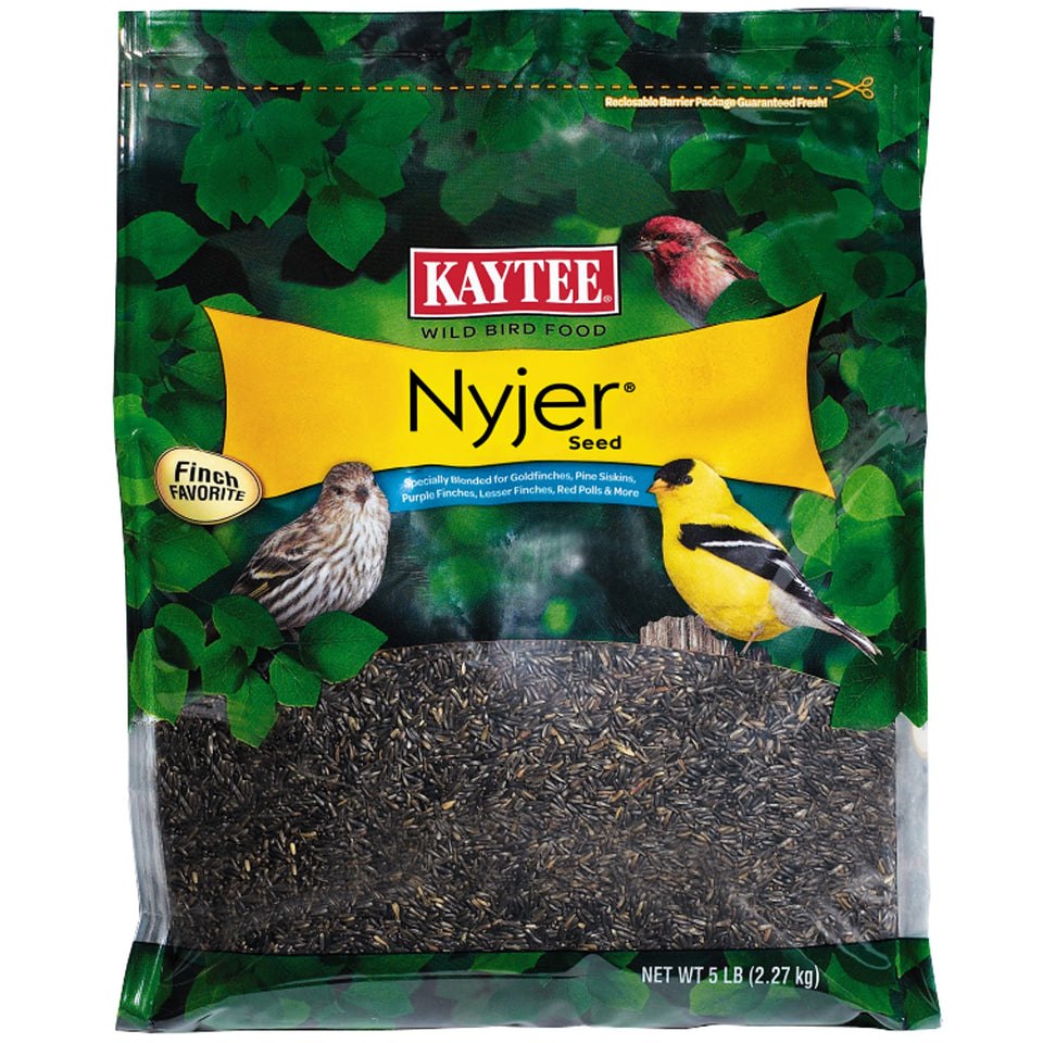 Kaytee Nyjer seed 5lb bag ready for backyard finches.