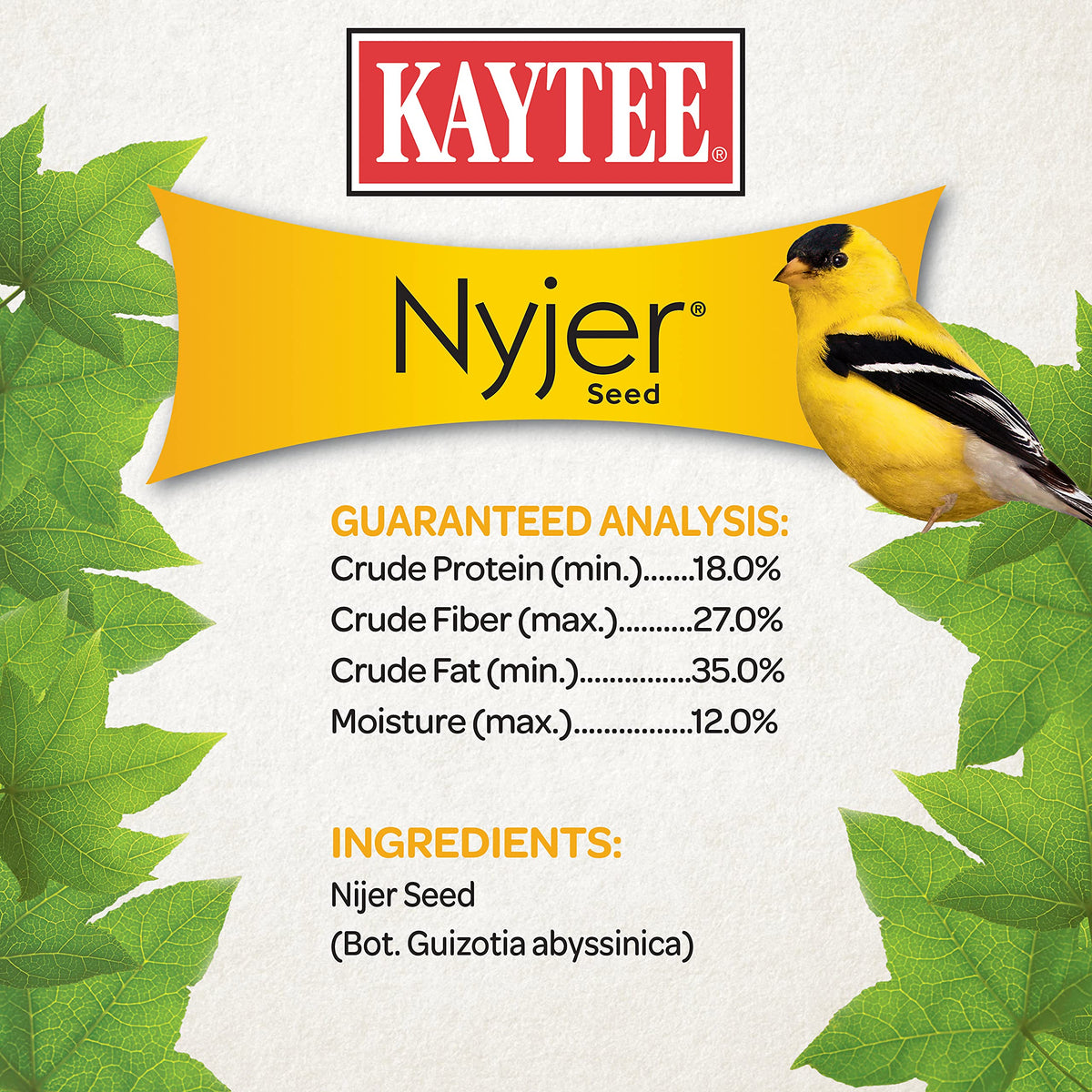 Kaytee Nyjer grains close-up showing hull-free seeds for small beaks.