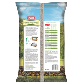 Kaytee Spring Migration Seed Blend bag back with ingredients and purpose for feeders